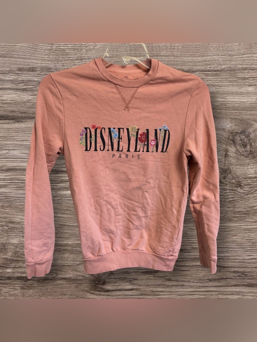 Disneyland Paris Floral Sweatshirt Crewneck Sweater Disney Pink Women’s Size XS